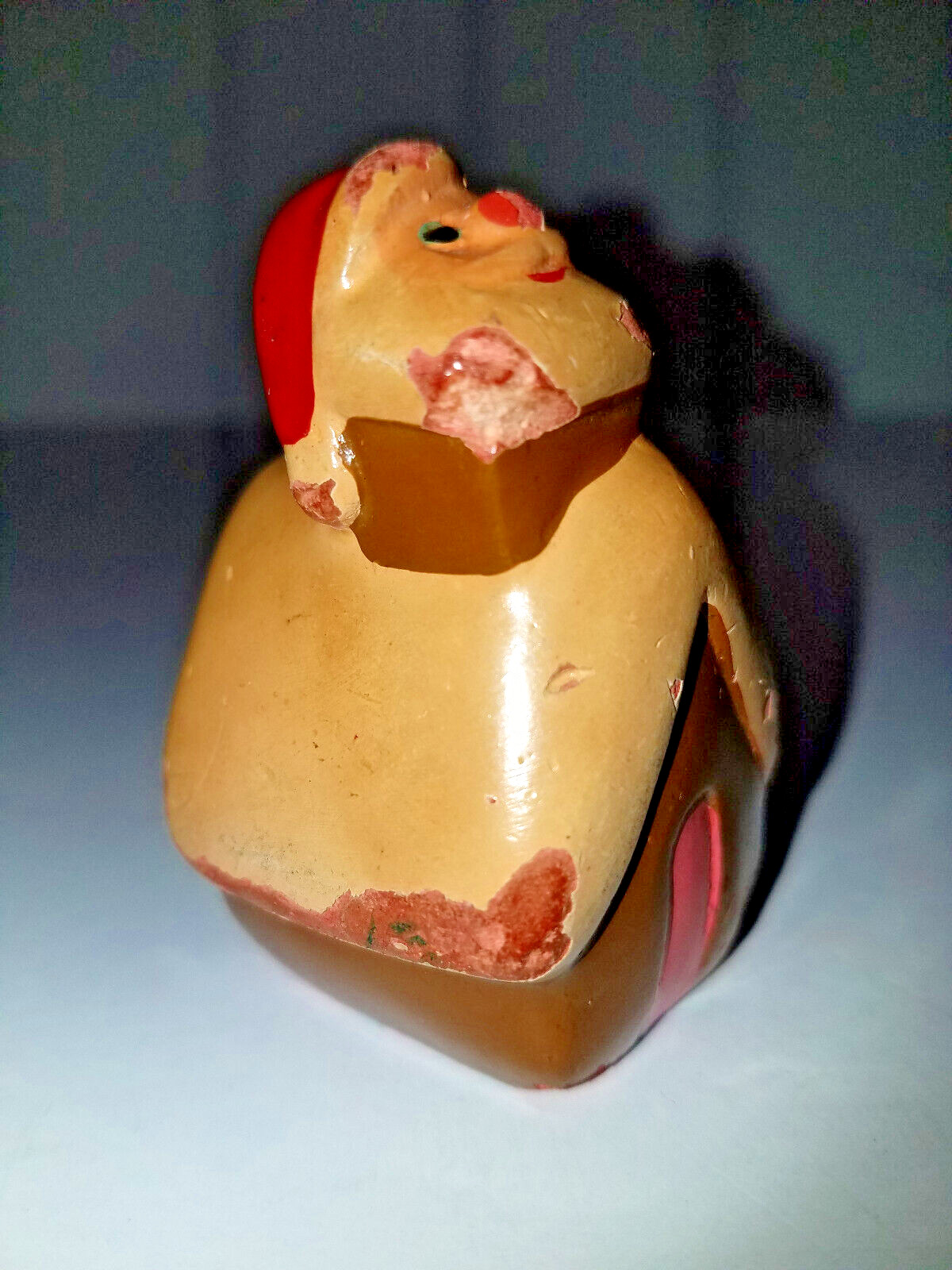Vintage Small Pencil Sharpener 2.5" Santa on House Chimney Terracotta ?? RARE
