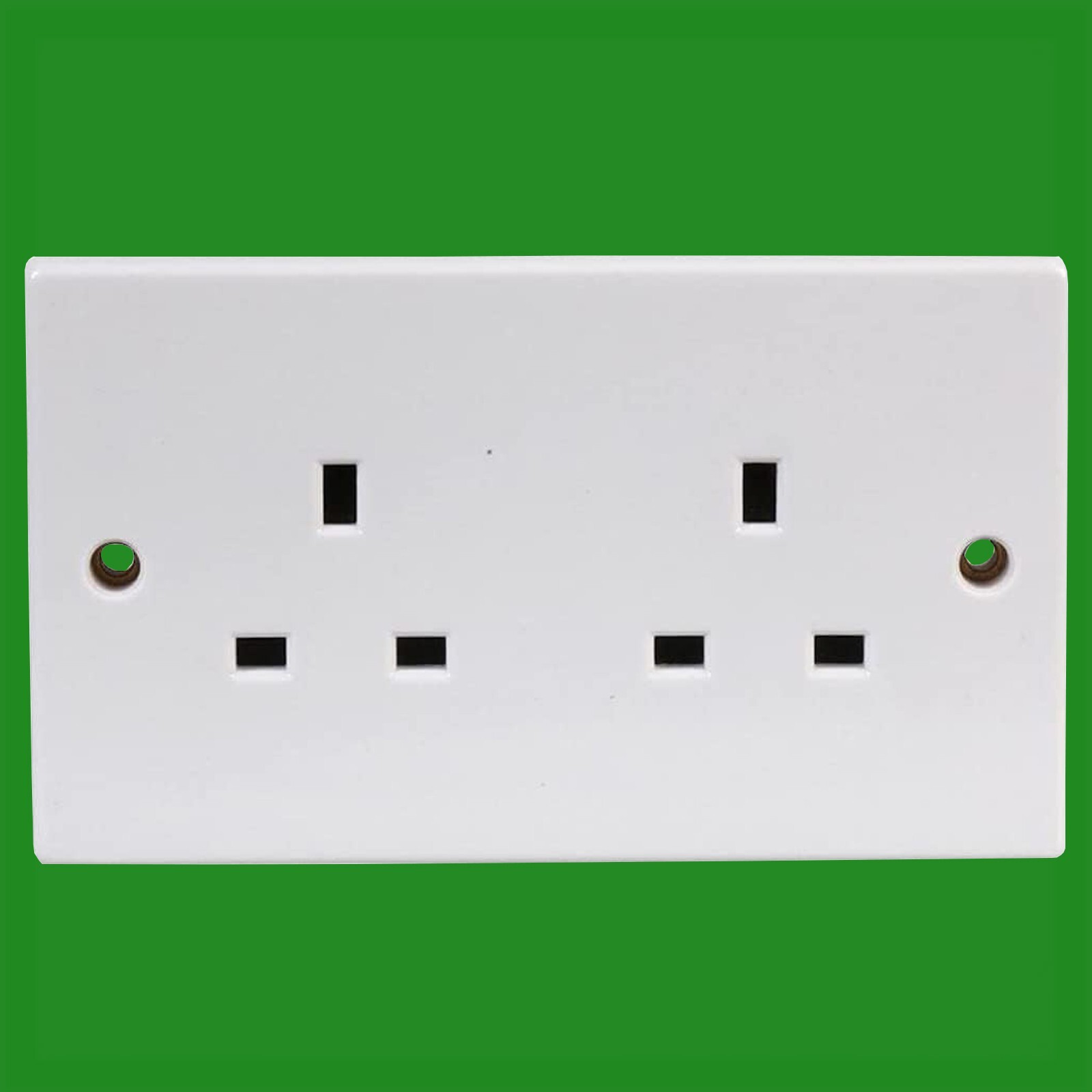 1x 2 Gang White Unswitched 13A Double Mains UK 3 pin Wall Power Socket Outlet