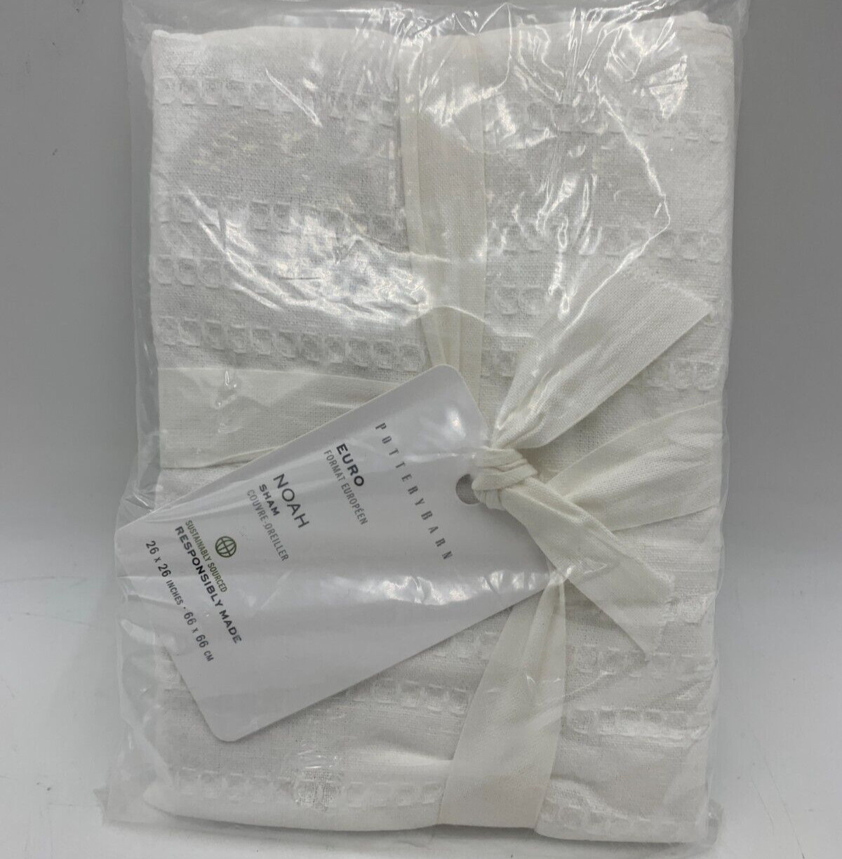 Pottery Barn Noah Solid Textured Cotton Sham White Euro #G403W