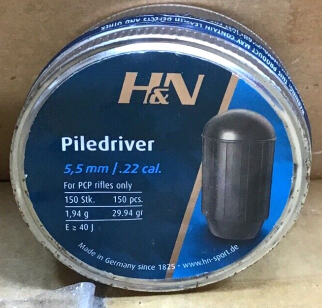 H&N Piledriver .22 Caliber 29.94 Grain Air Gun Pellets 150 Count -DENTED