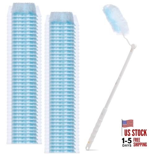 60 Count Duster Refills, Disposable Cleaning Duster Kit Heavy Duty Blue