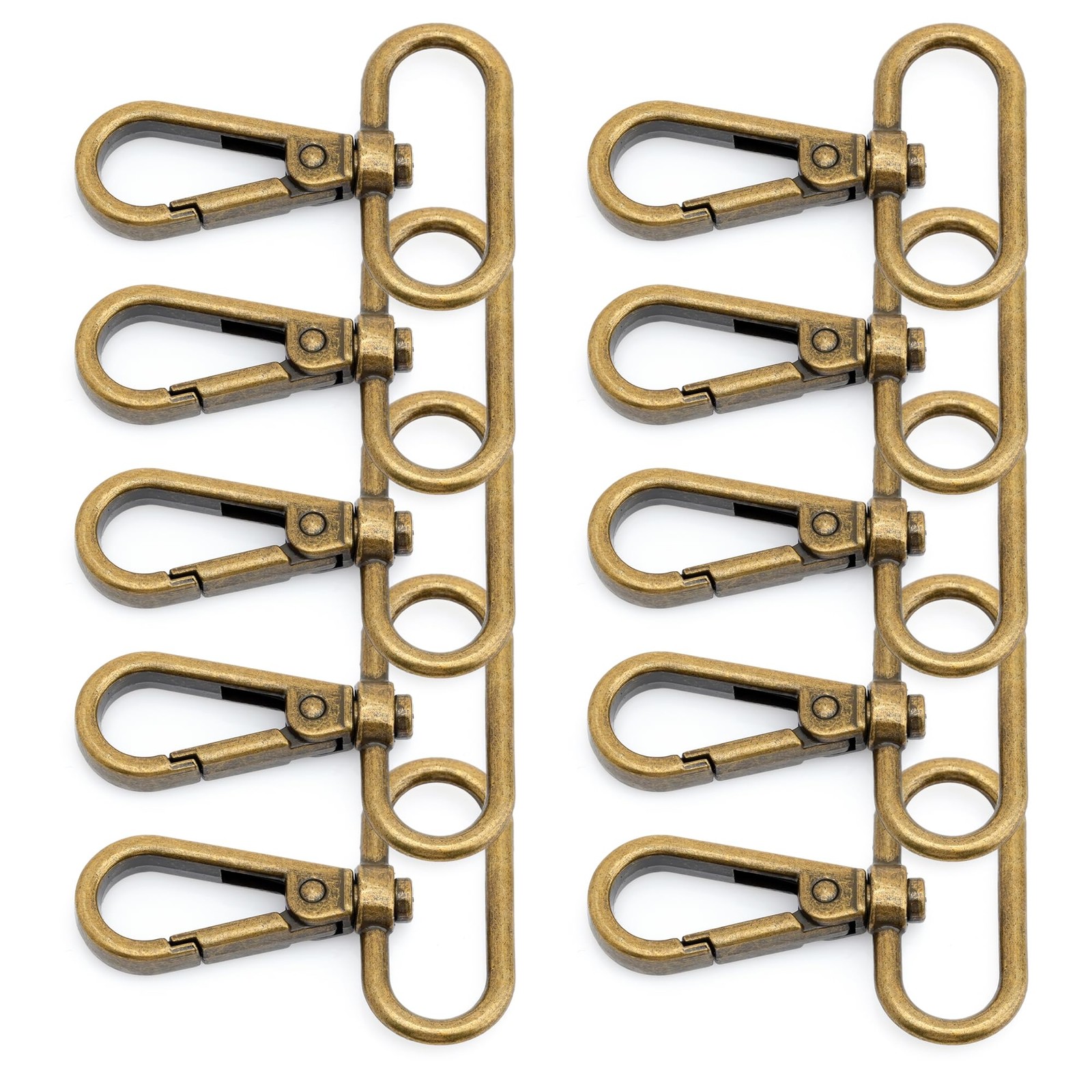 10 Pack 11/4 In Antique Brass Swivel Push Gate Lobster Clasps Snap Hooks