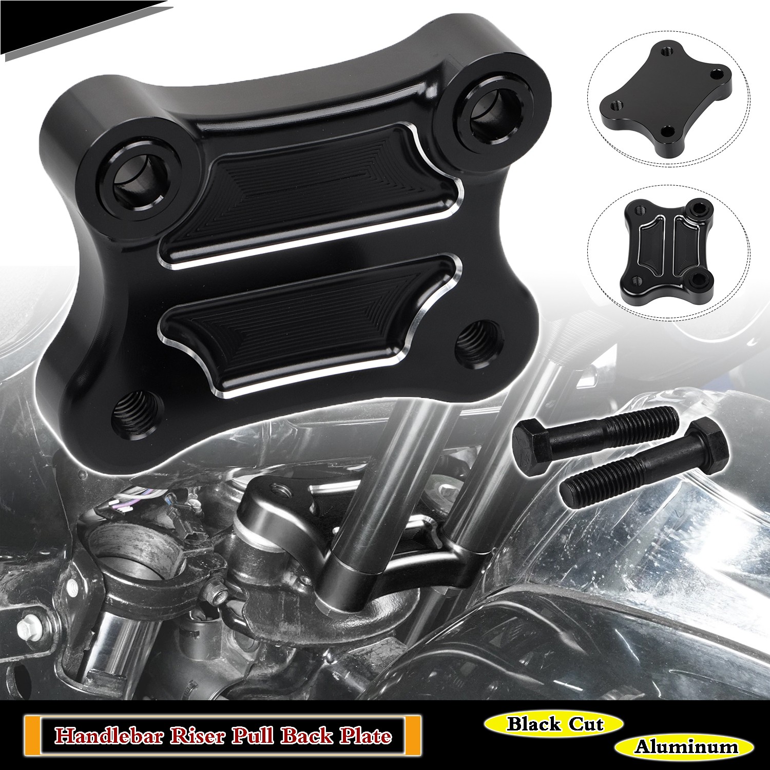 Black Cut 2-1/2" Pull Back Plate Riser For Harley Street Tri Electra Glide FLHX