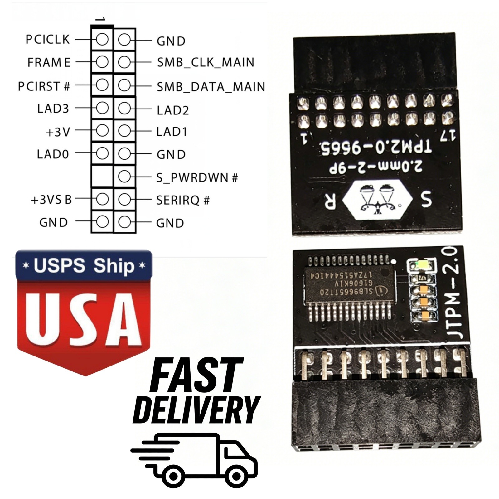 18-1 Pin TPM 2.0 Module for Windows 11 Security Chip for Infineon #US Stock