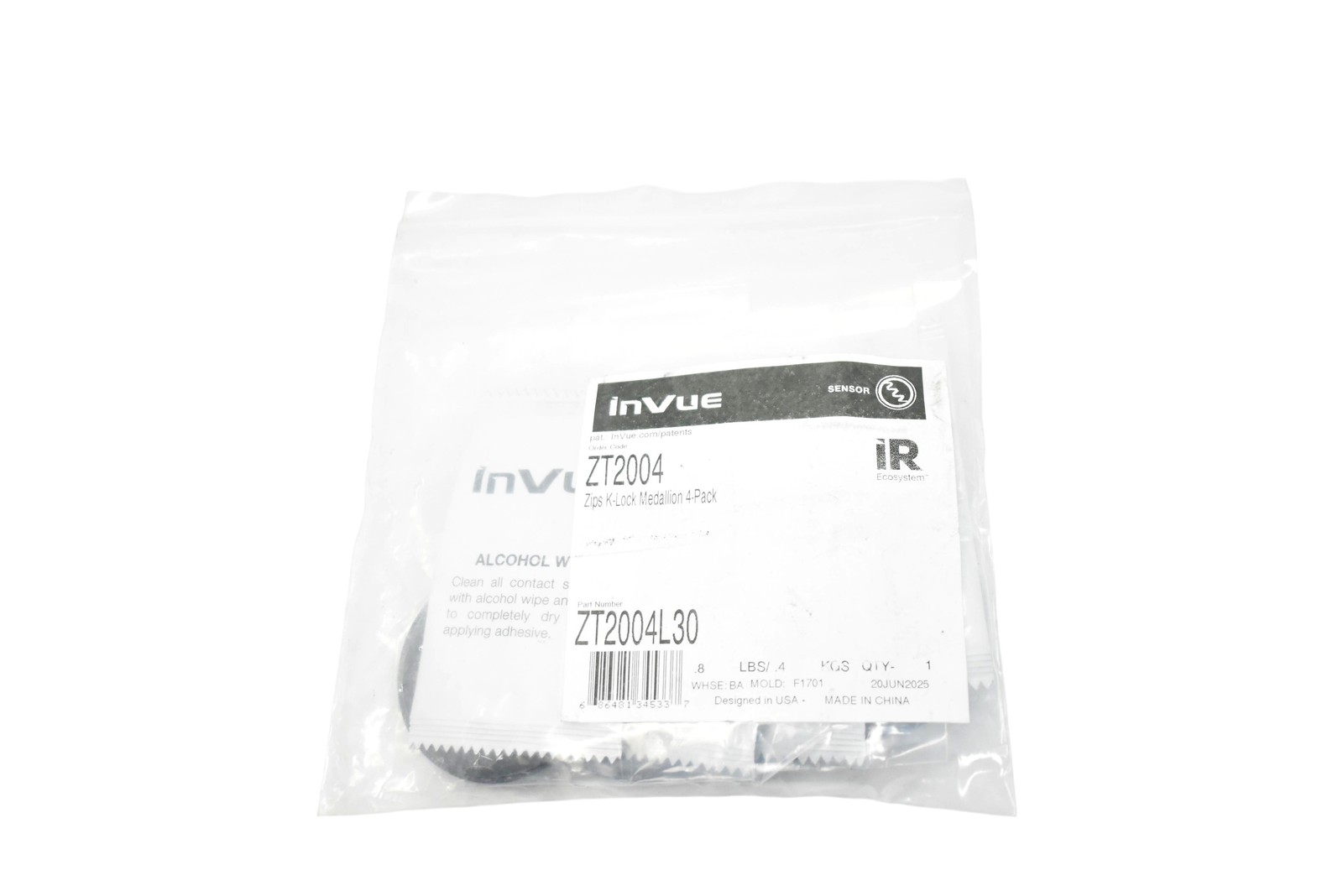 Invue Zips K-Lock Medallion Sensor 4-Pack ZT2004 ZT2004L30 New IR Ecosystem