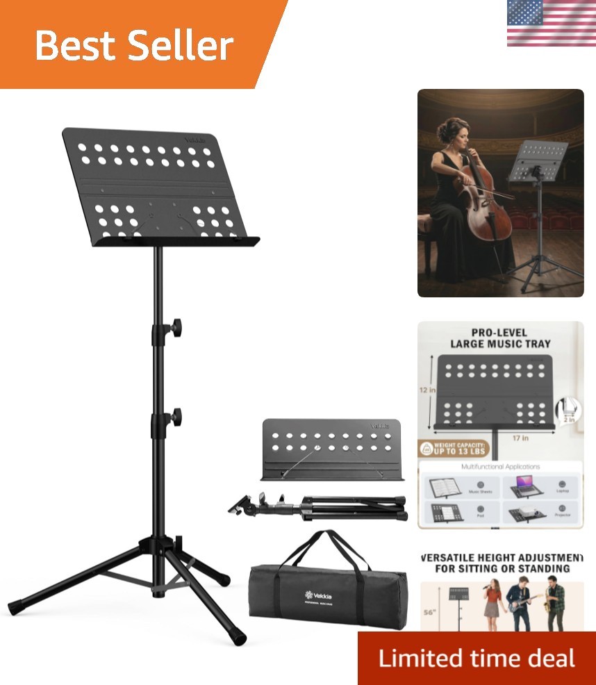 Sheet Music Stand-Metal Professional Portable Perforated Music Stand with Car...