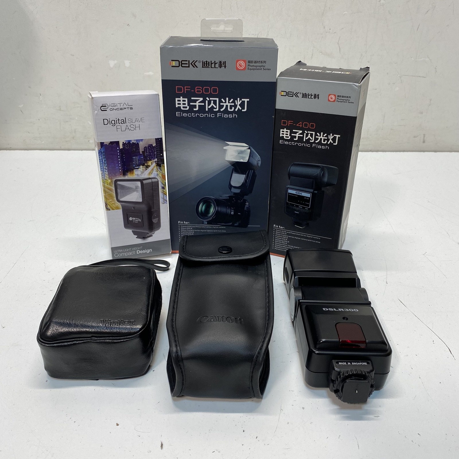 Lot of 6 Assorted Shoe Mount Camera Flashes