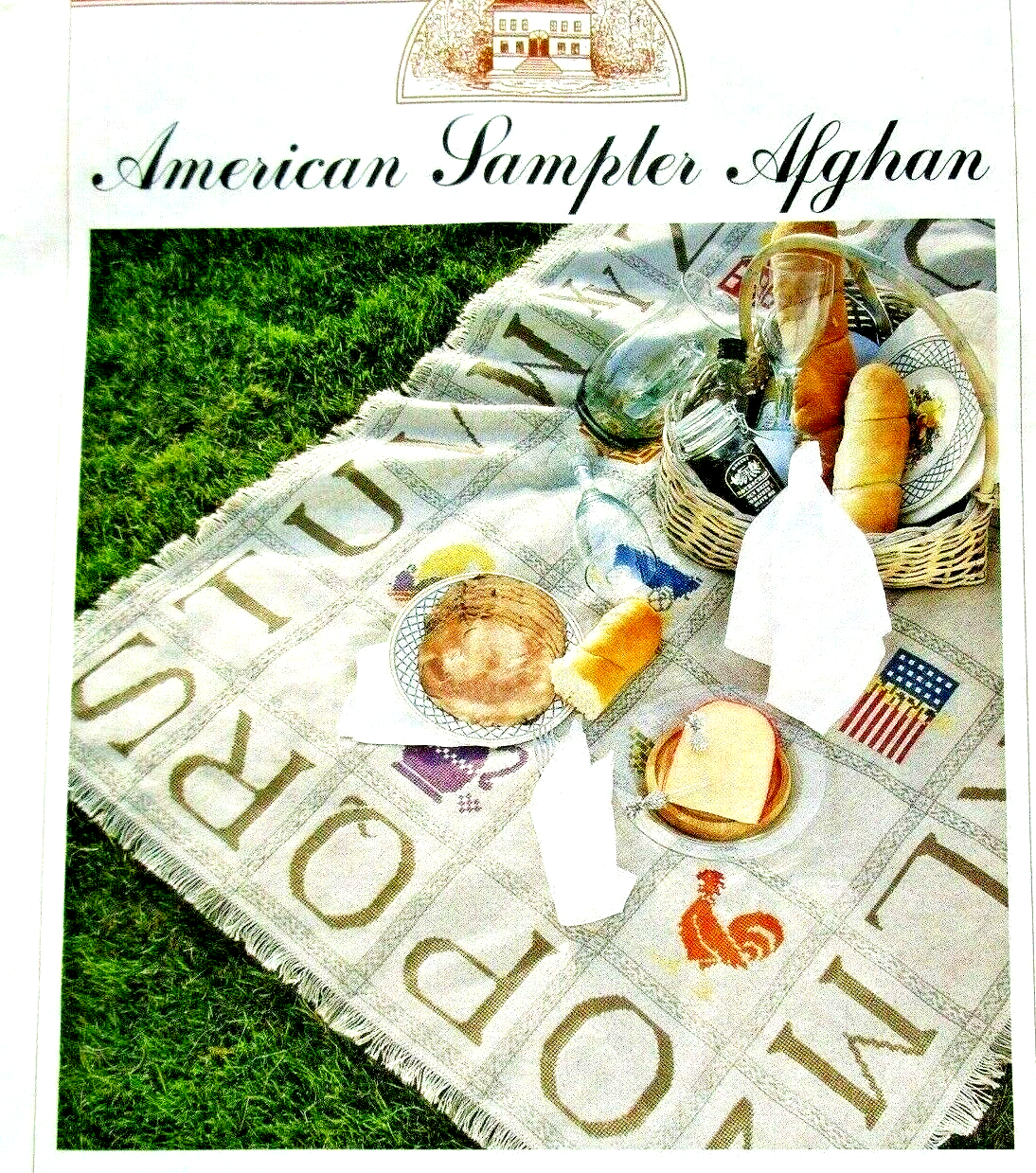 American Sampler Afghan 4 Parts Bag Designs Hummingbird CROSS STITCH PATTERNS
