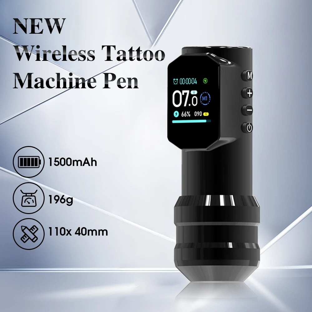 EVA Wireless Tattoo Machine Pen LED Screen Display Battery Pen 1500amh Permanent