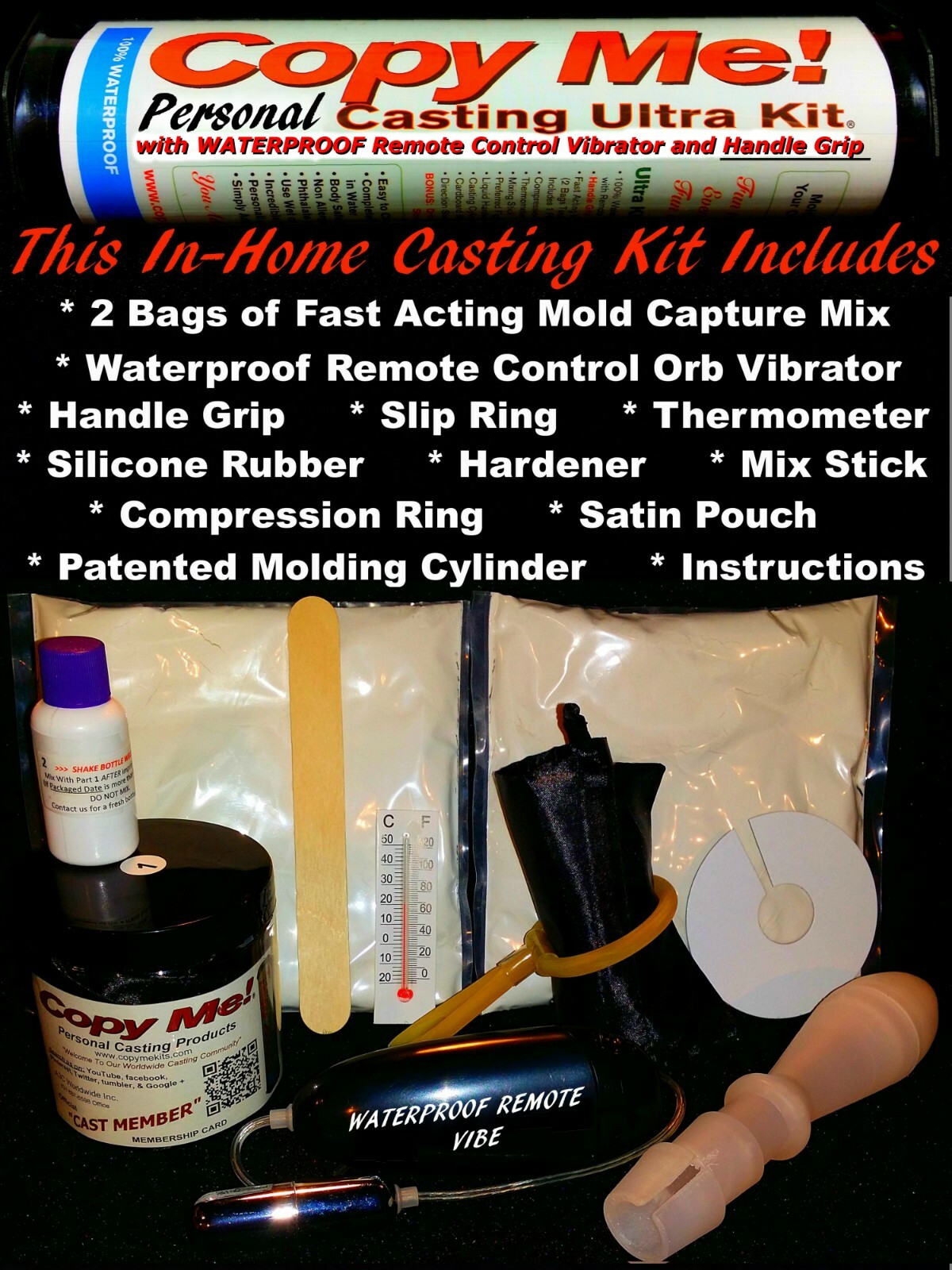 XXL YELLOW Penis Casting Molding Vibrator Maker / SUCTION CUP BASE Copy Kit