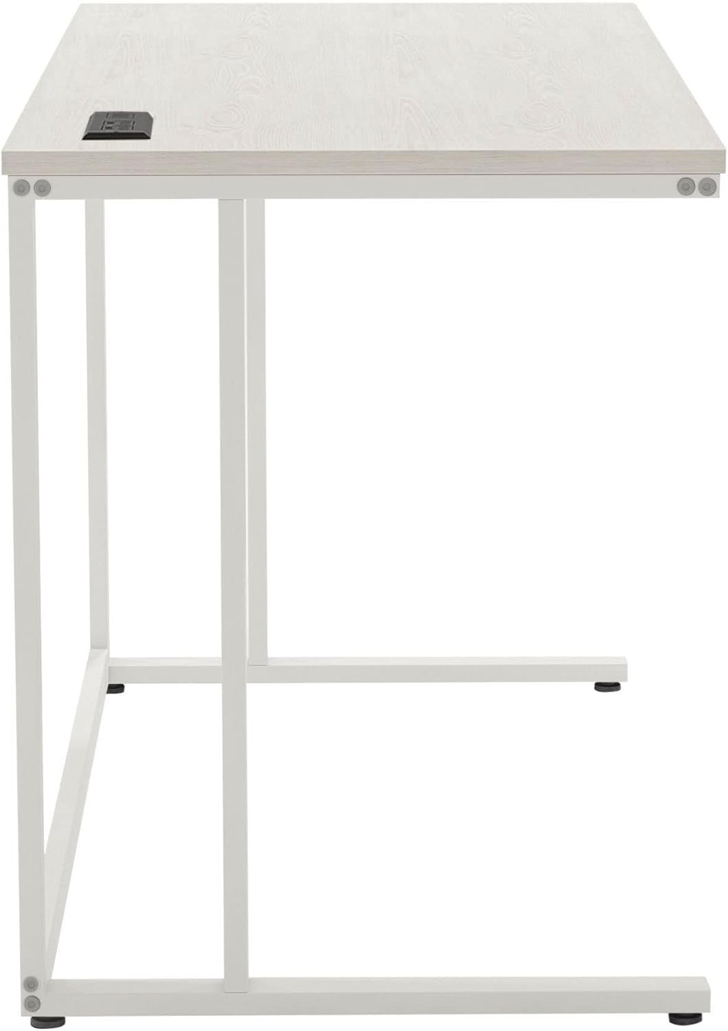 Modern 47" Rectangle Writing Desk with USB Port, Light Oak & White Finish