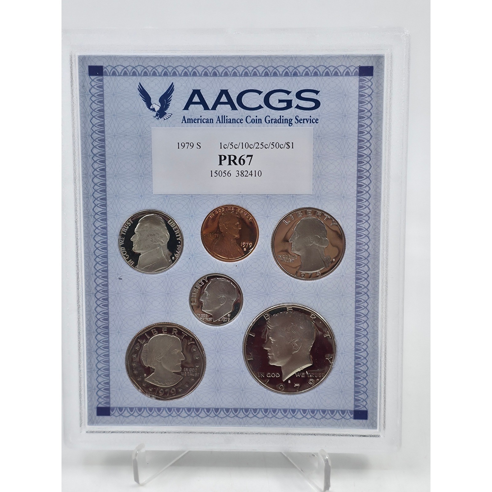 1979 S US Proof Set AACGS Susan B Anthony Dollar Kennedy Half 6 Coin Set