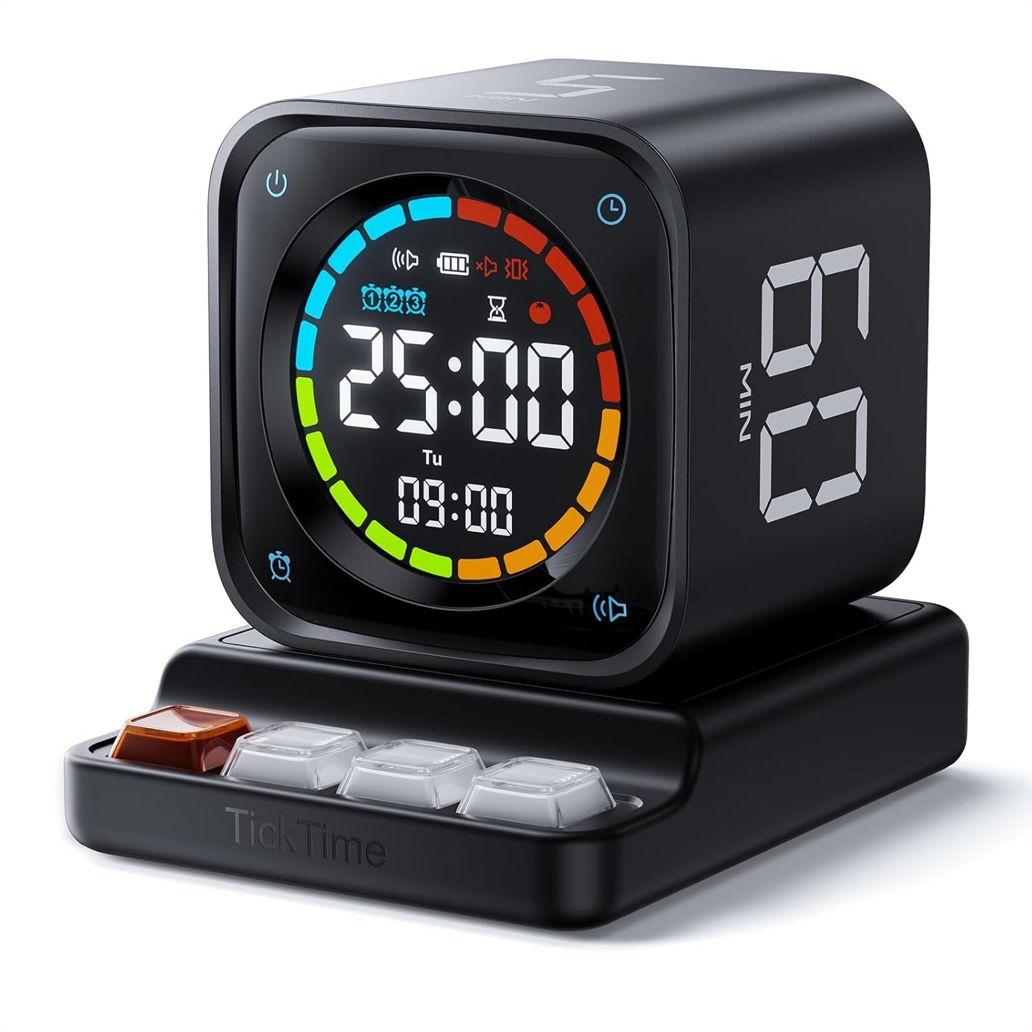 Timer Cube, Desk Productivity Timer with 5/10/30/60 Min Presets, Custom Countdow