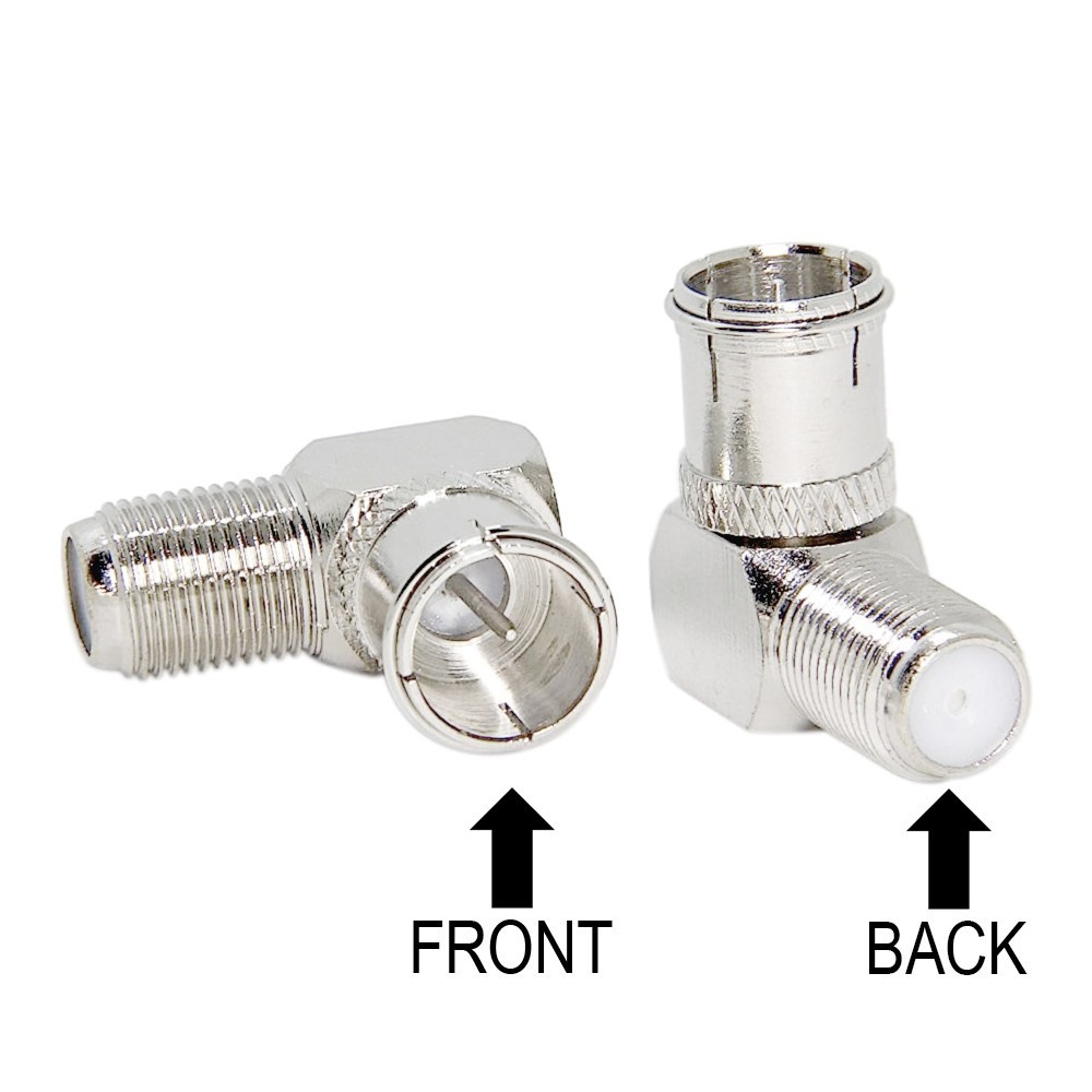 F Type Quick Connect Right Angle 90 Degree M/F Coax TV Push-On Adapter Connector