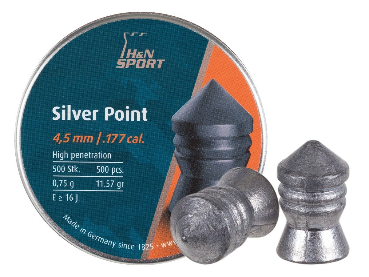 H&N Silver Point 400 Count POINTED 4.5mm .177 Caliber Pellets MADE IN GERMANY