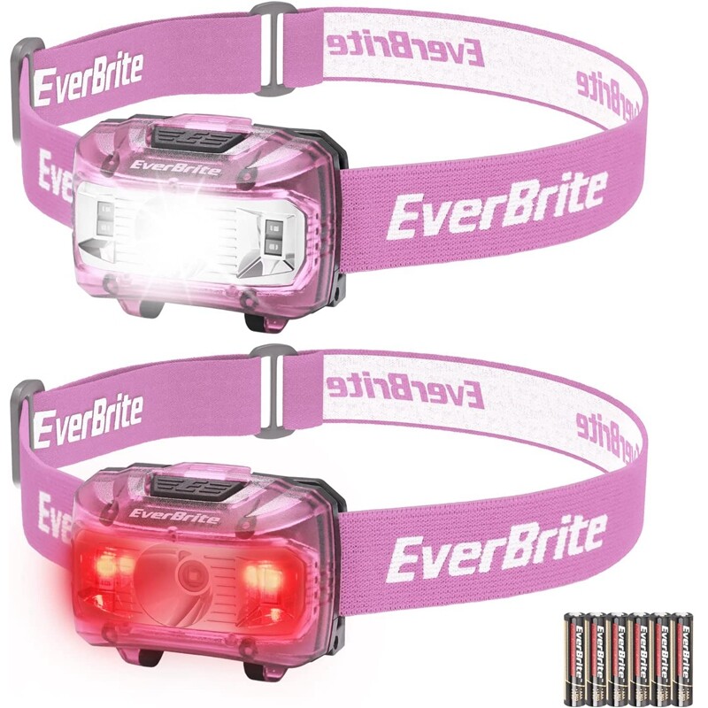 EverBrite Headlamp Pink 2 Pack with Red Light and Memory Function with 5 Modes