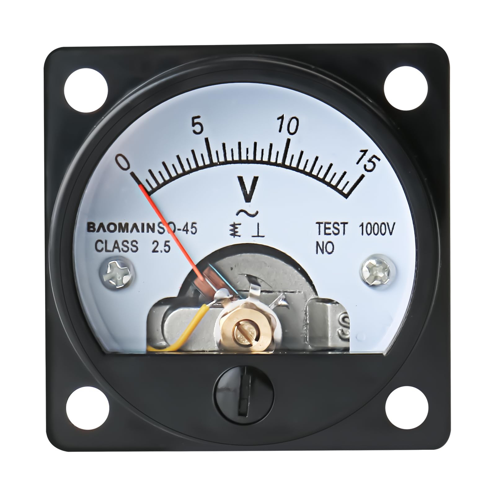 Baomain Analog Dial Panel Meter Voltmeter Gauge SO-45 AC 0-15V Round Black