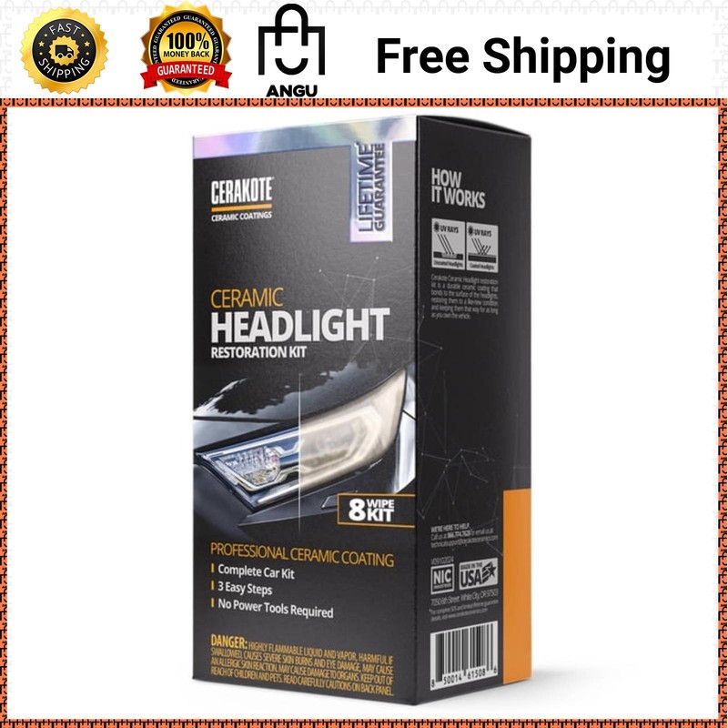 Cerakote Ceramic Headlight Restoration Kit 3-Step 8-Wipe Quick Easy Restorer