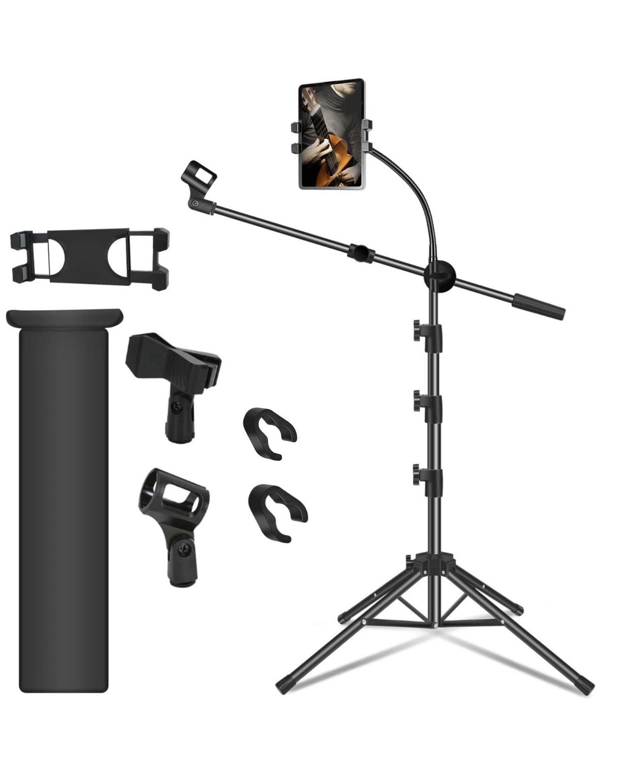 Mic Stand, Microphone Stand Floor Boom Mic Stand with Tablet Phone ... Fast Ship