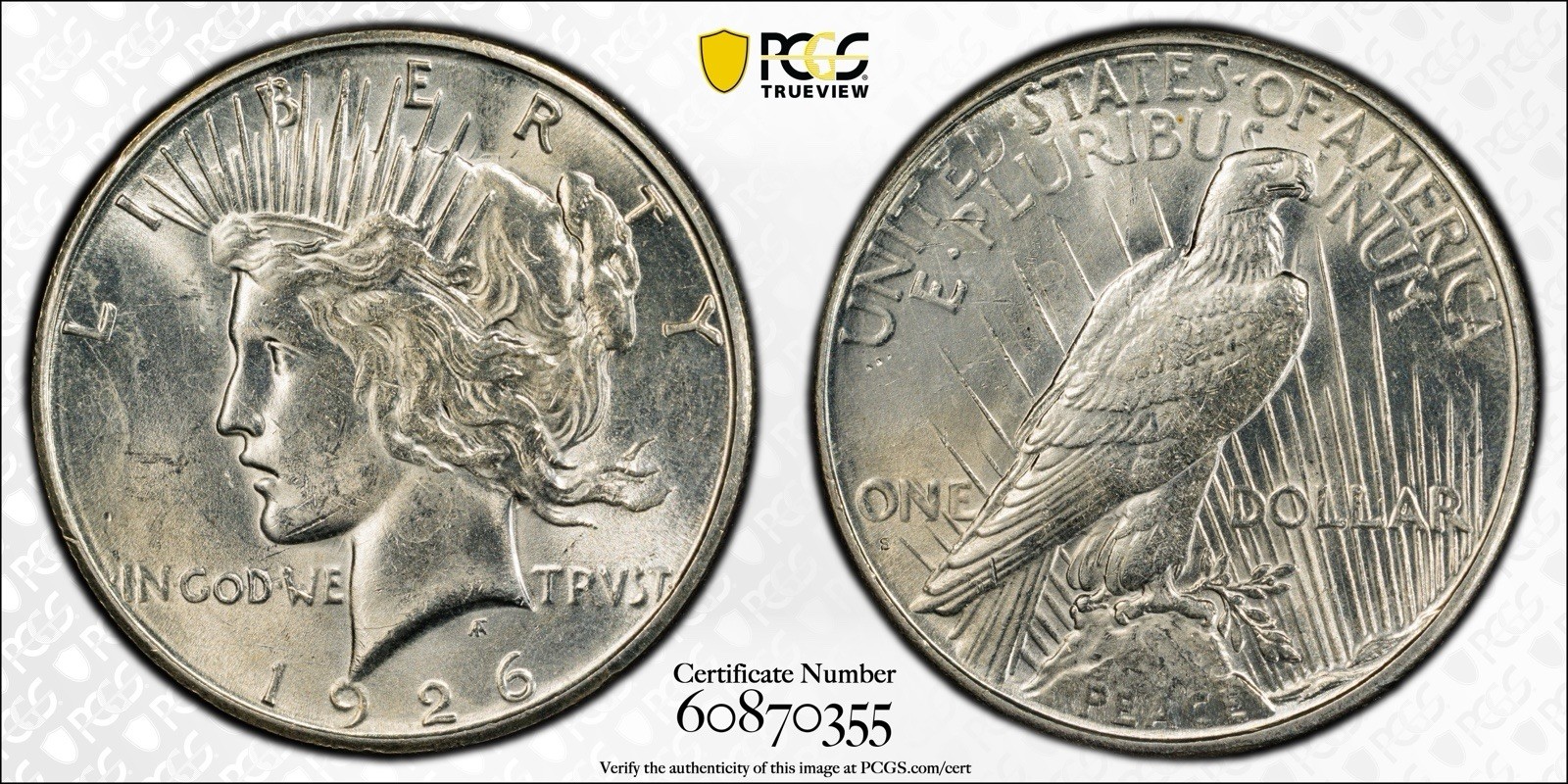 1926-S Peace Silver Dollar PCGS UNC DETAILS - Lustry White Beauty With Frosting