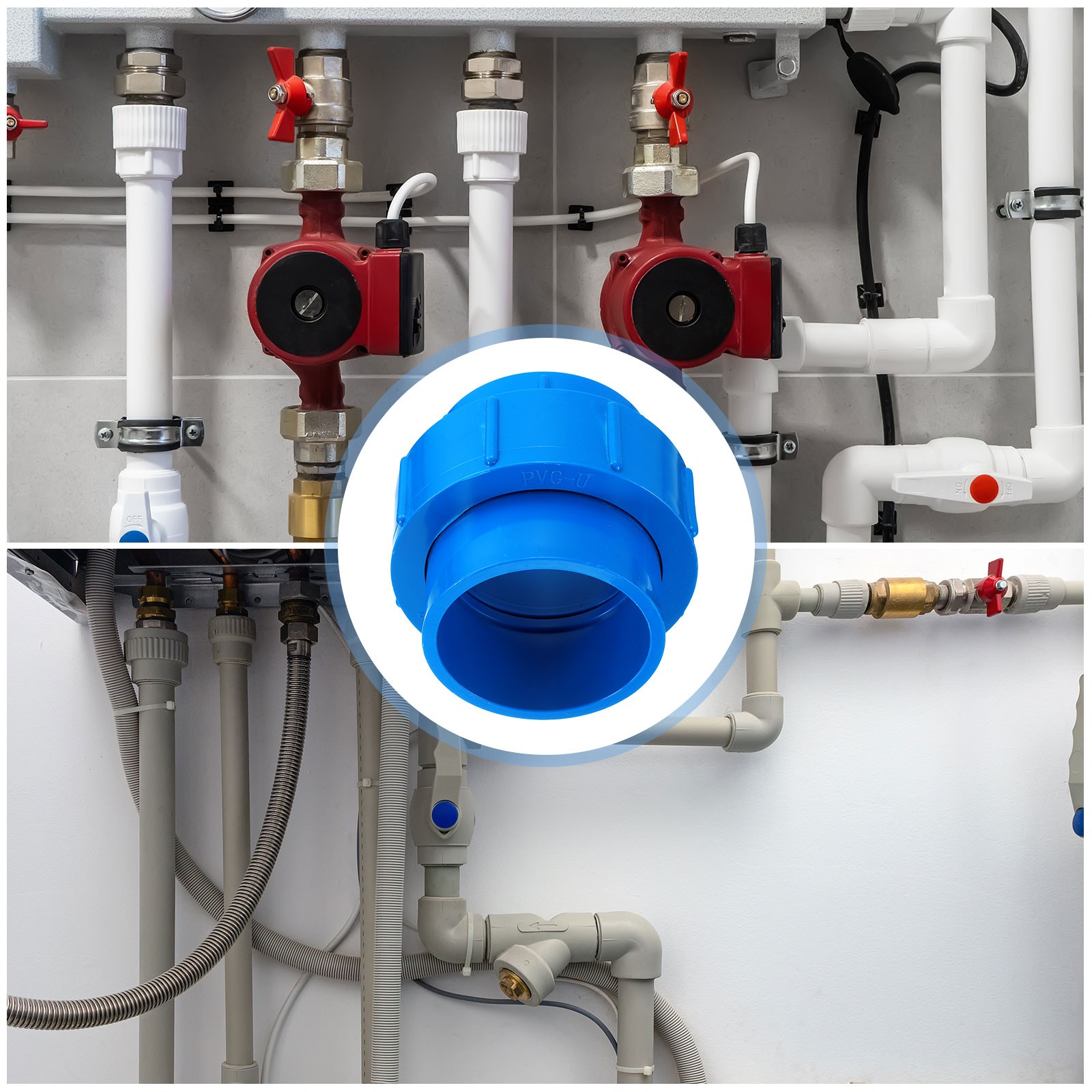 2.5" Union PVC Coupling Pipe Fitting Adapter, Blue