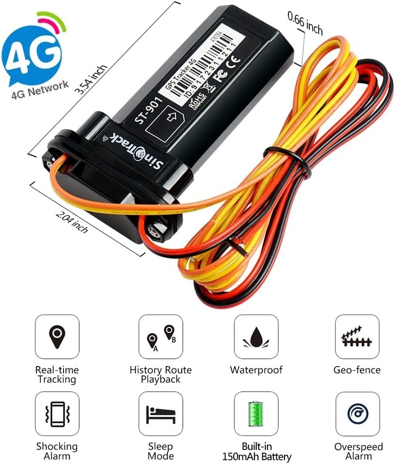 Real Time GPS Tracker No Subscription + 1 Year Plan + Free App +History Playback