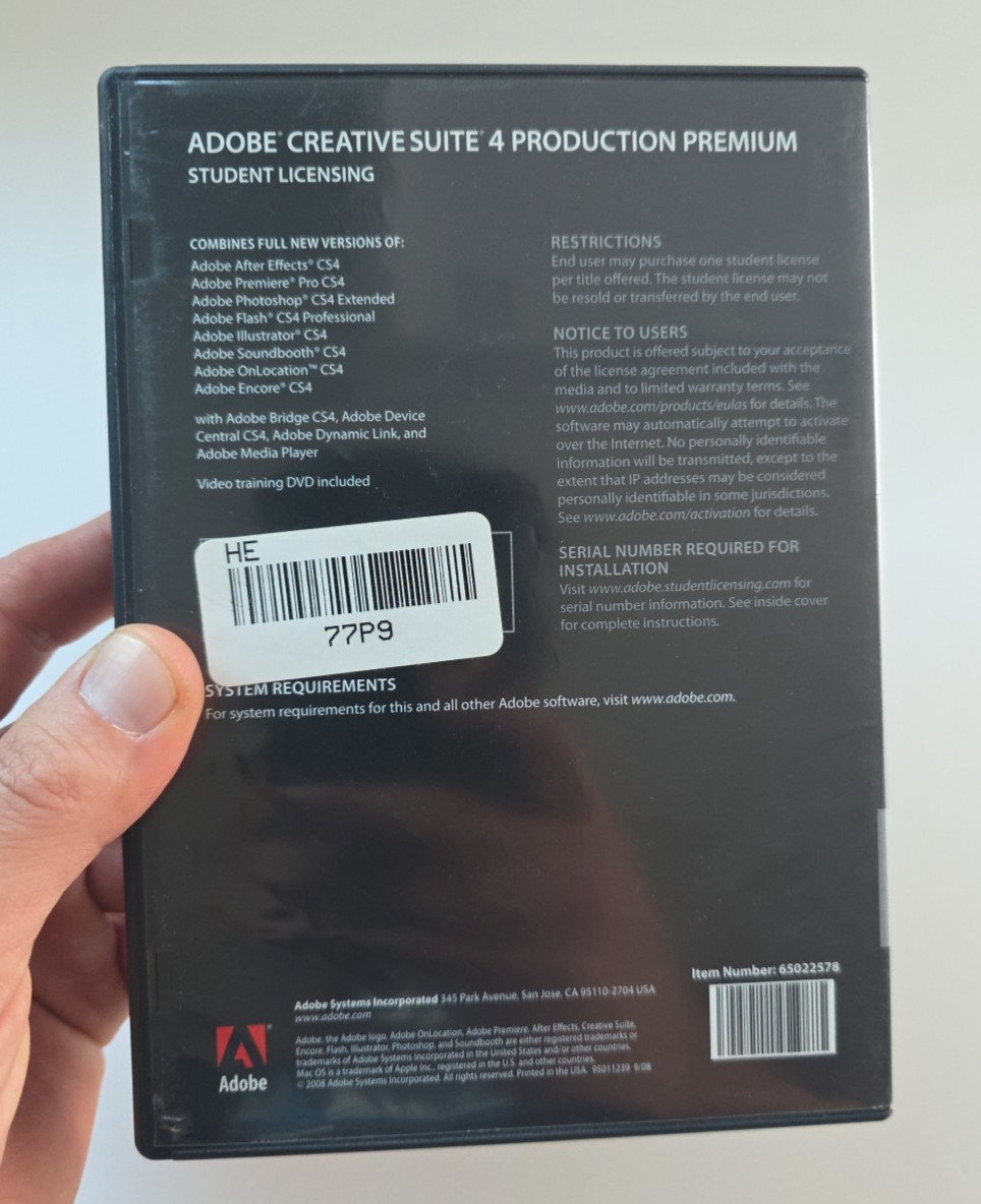 Adobe Creative Suite 4 Mac OS Production Premium Student Edition