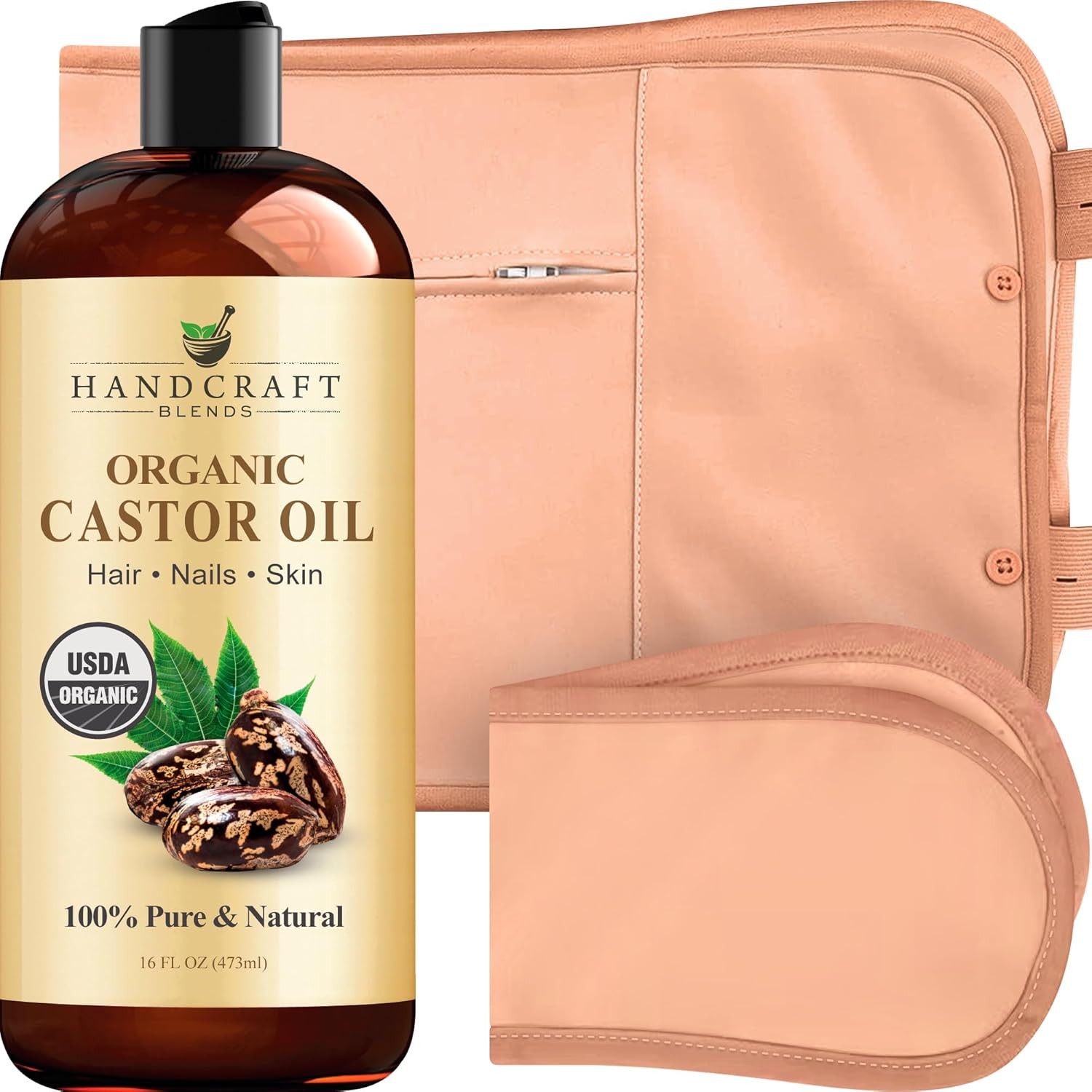 Castor Oil Pack Wrap | Organic Castor Oil 16 oz | Reusable Wrap