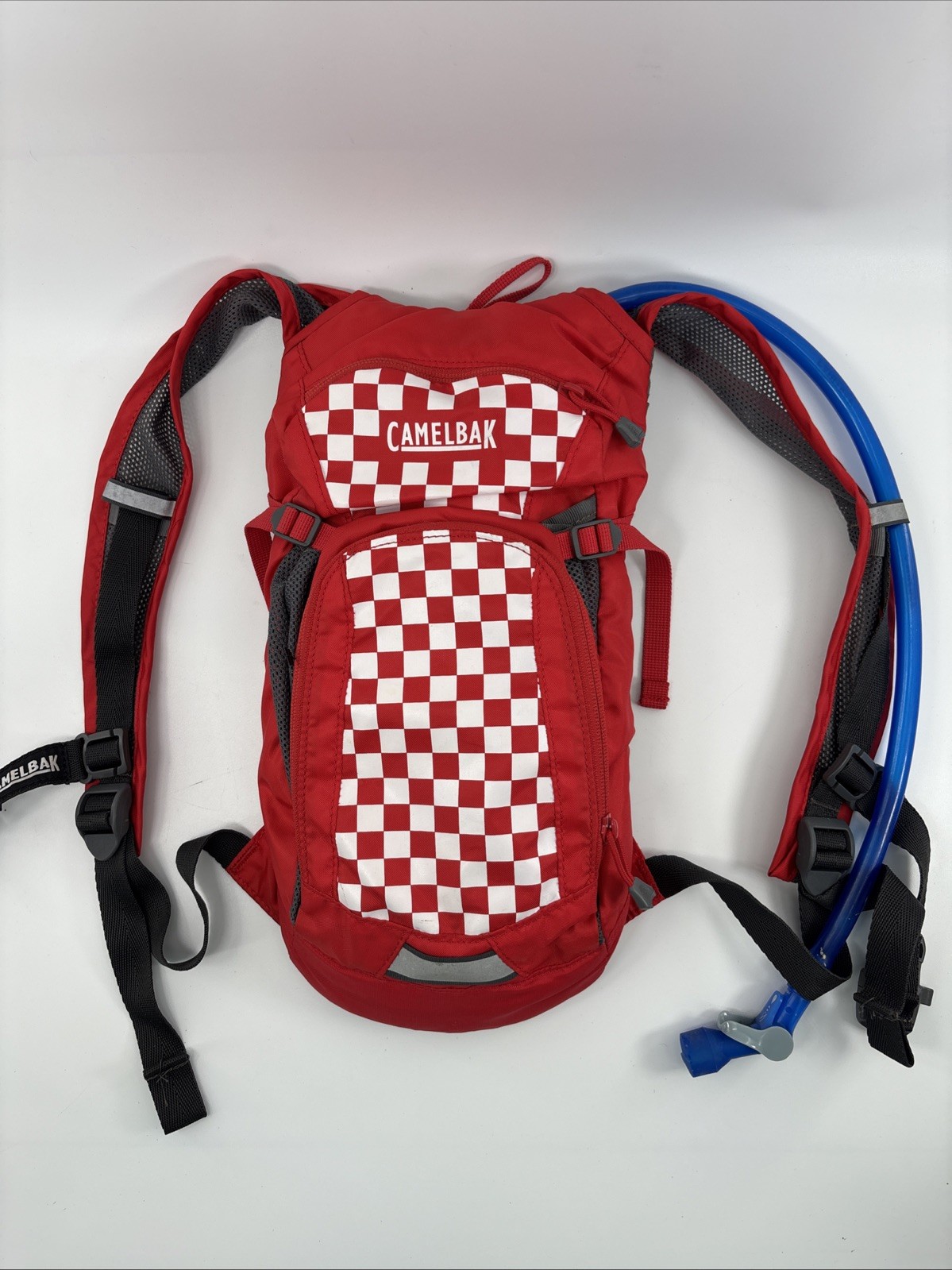 CamelBak Red Check Mini M.U.L.E. Kids' Hydration w/ Bladder Hiking Backpack