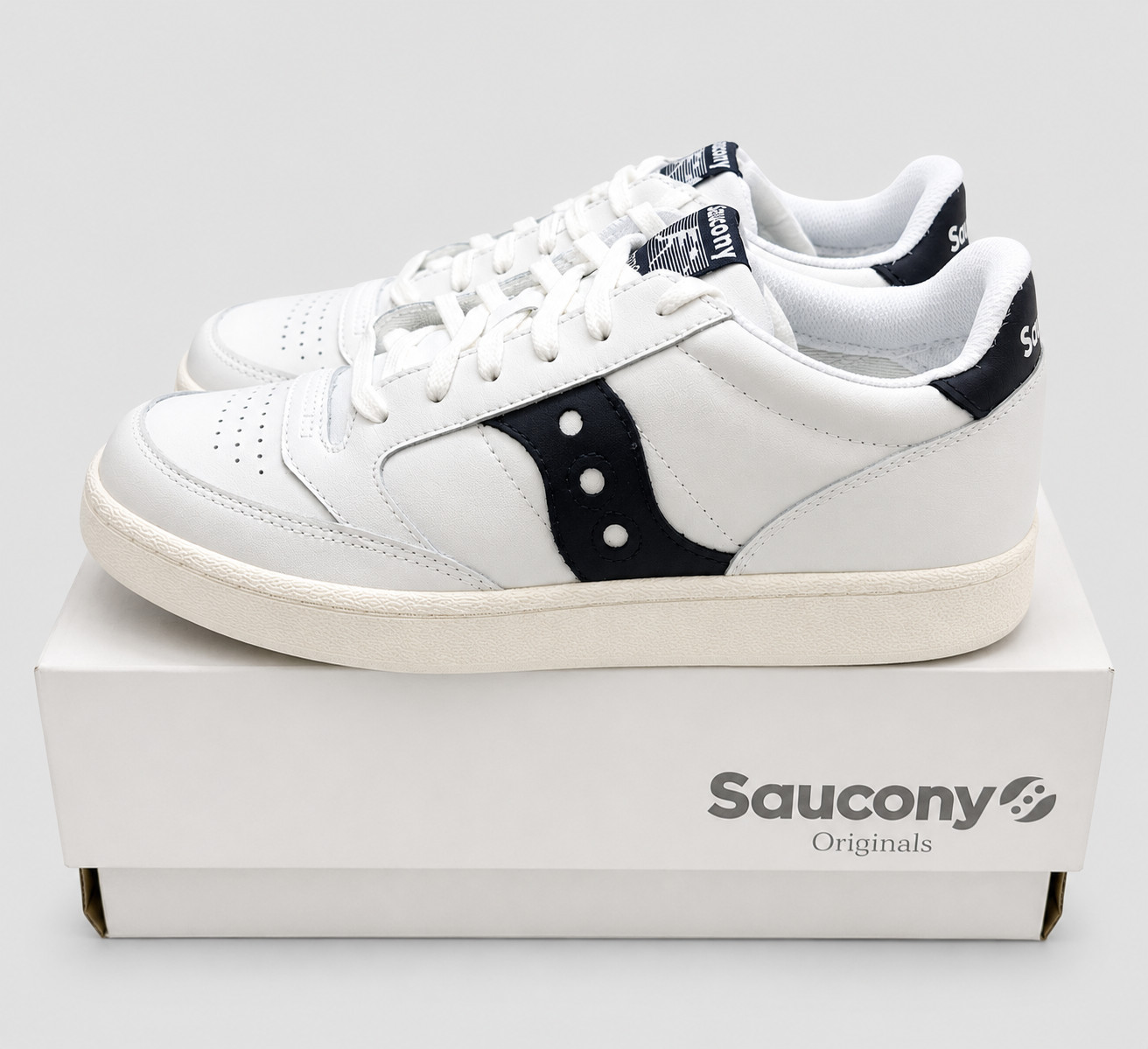 Saucony Jazz Court Inspired Men's Sneakers White Navy Casual Shoes Multi Size