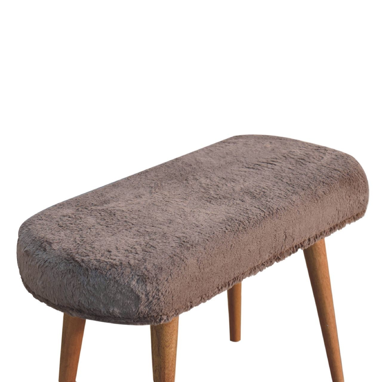 Oak-Finish Solid Wood Upholstered Bench