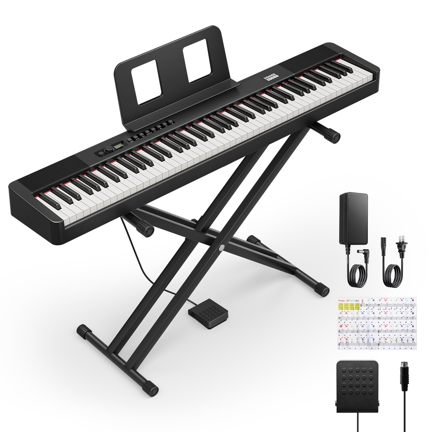 Donner DEP-20 Lite Digital Piano + Stand Pedal 88 Key 185 Tone 128 Polyphony