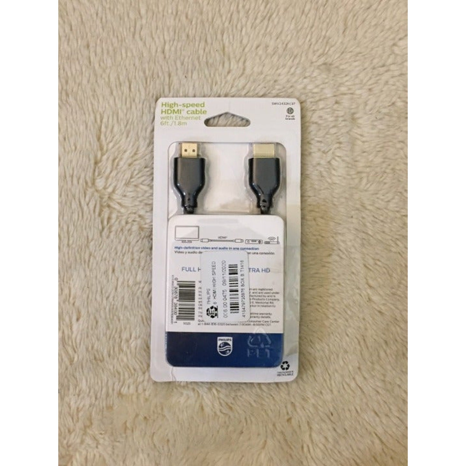 Philips 6' Basic HDMI High Speed Cable with Ethernet - Black