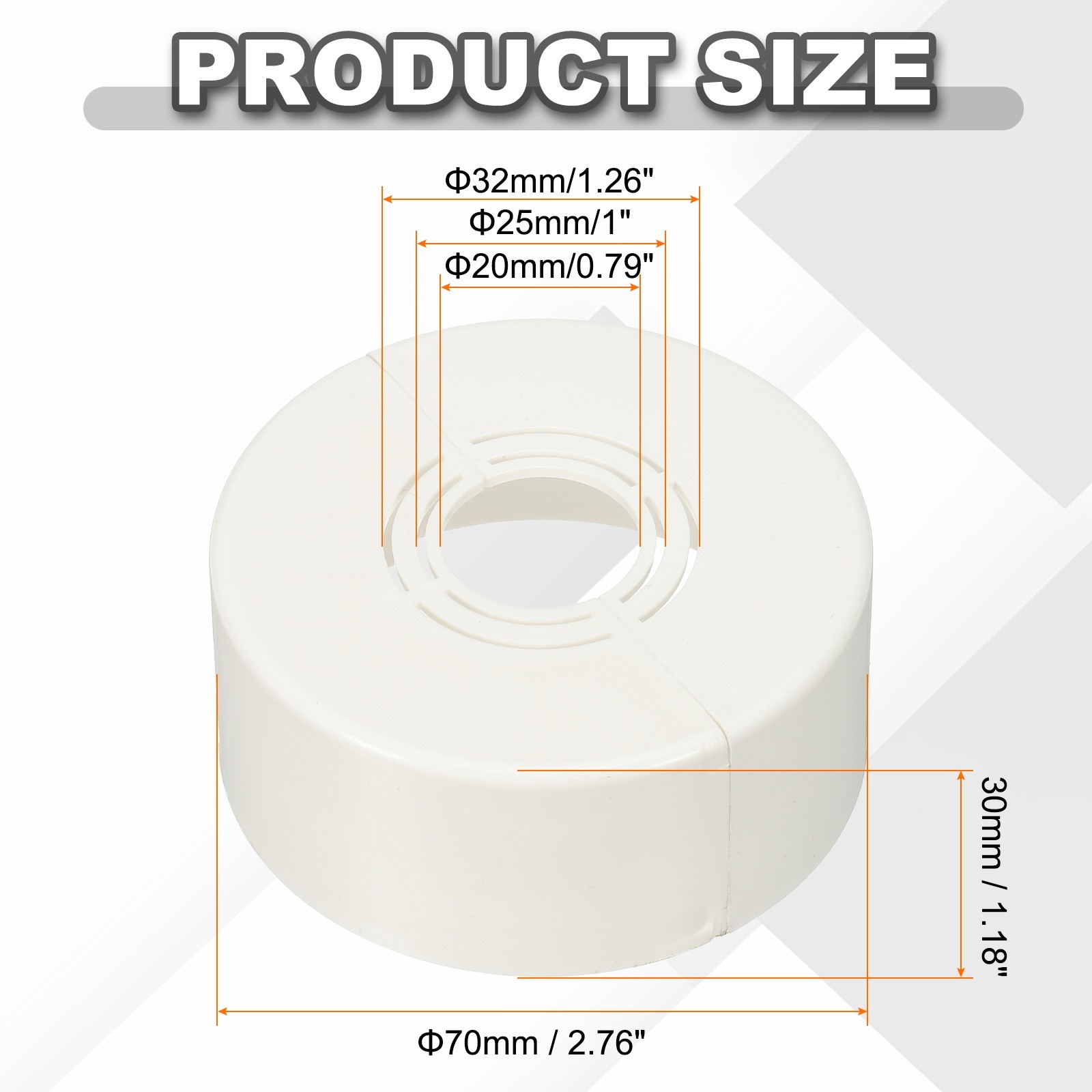 4pcs Wall Split Flange 1.18" Plastic Round Split Flange Pipe Cover, White