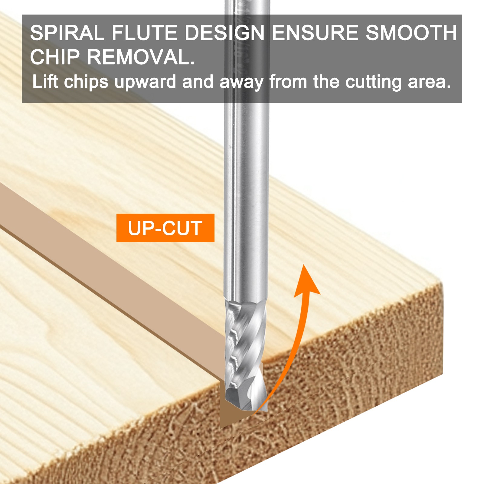 Spiral Router Bit 3/16"x1/2"x3/16"x2" 1 Flute Solid Carbide CNC End Mill