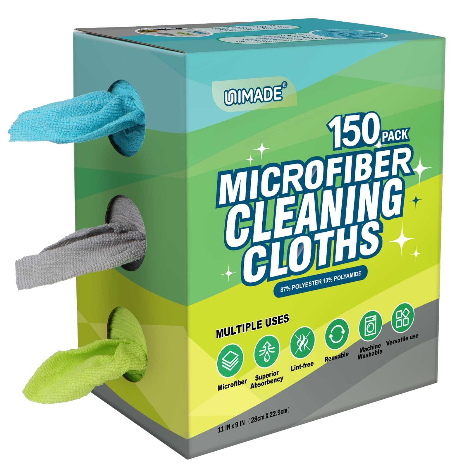 Microfiber Cleaning Cloth, 150 Pack Reusable Paper Towels Microfiber Towels f...