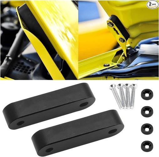 Hood Spacer Riser Kit, Aluminum Ally Front Hood Vent Spacer Modi Color: Black