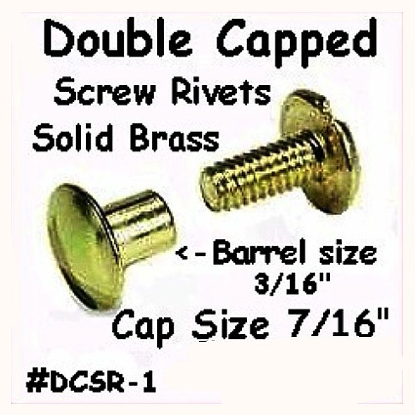 (6) Six 1/2" ~ BRASS ~ Screw TOGETHER Double Capped ~ Leather Rifle Sling Rivets