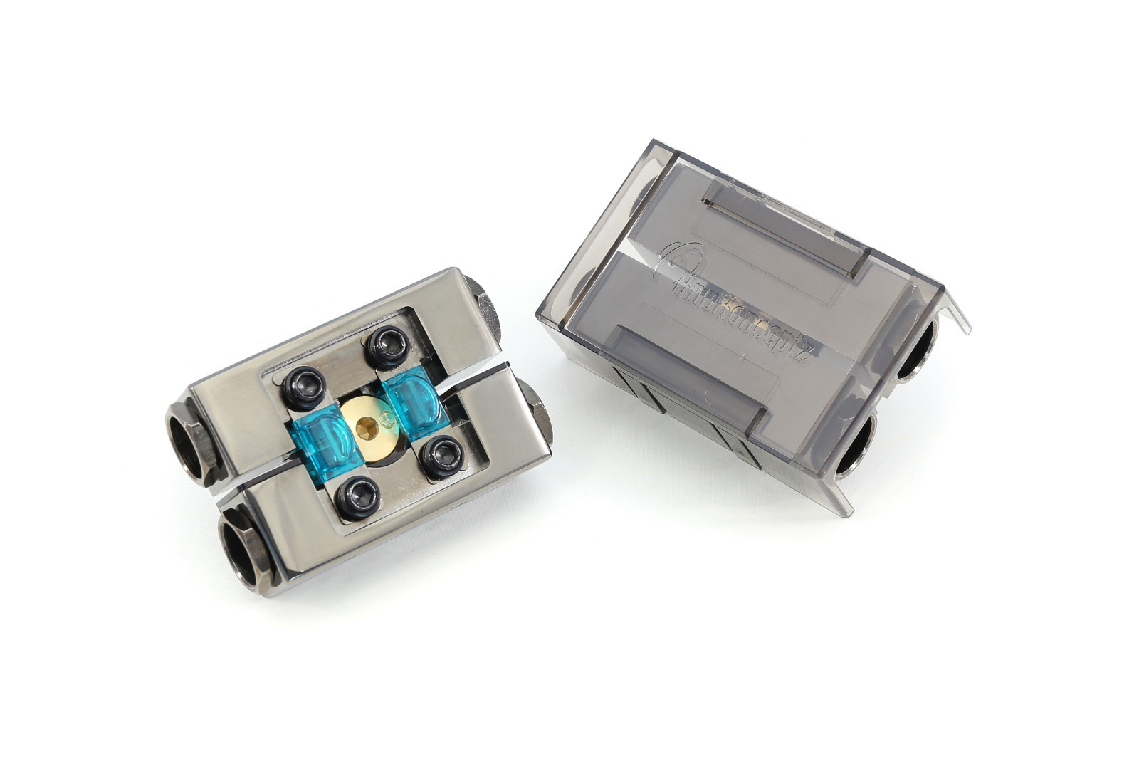 KnuKonceptz 0 / 4 Gauge Fused Battery Terminal Pair / In Line Fuse Holder 300A