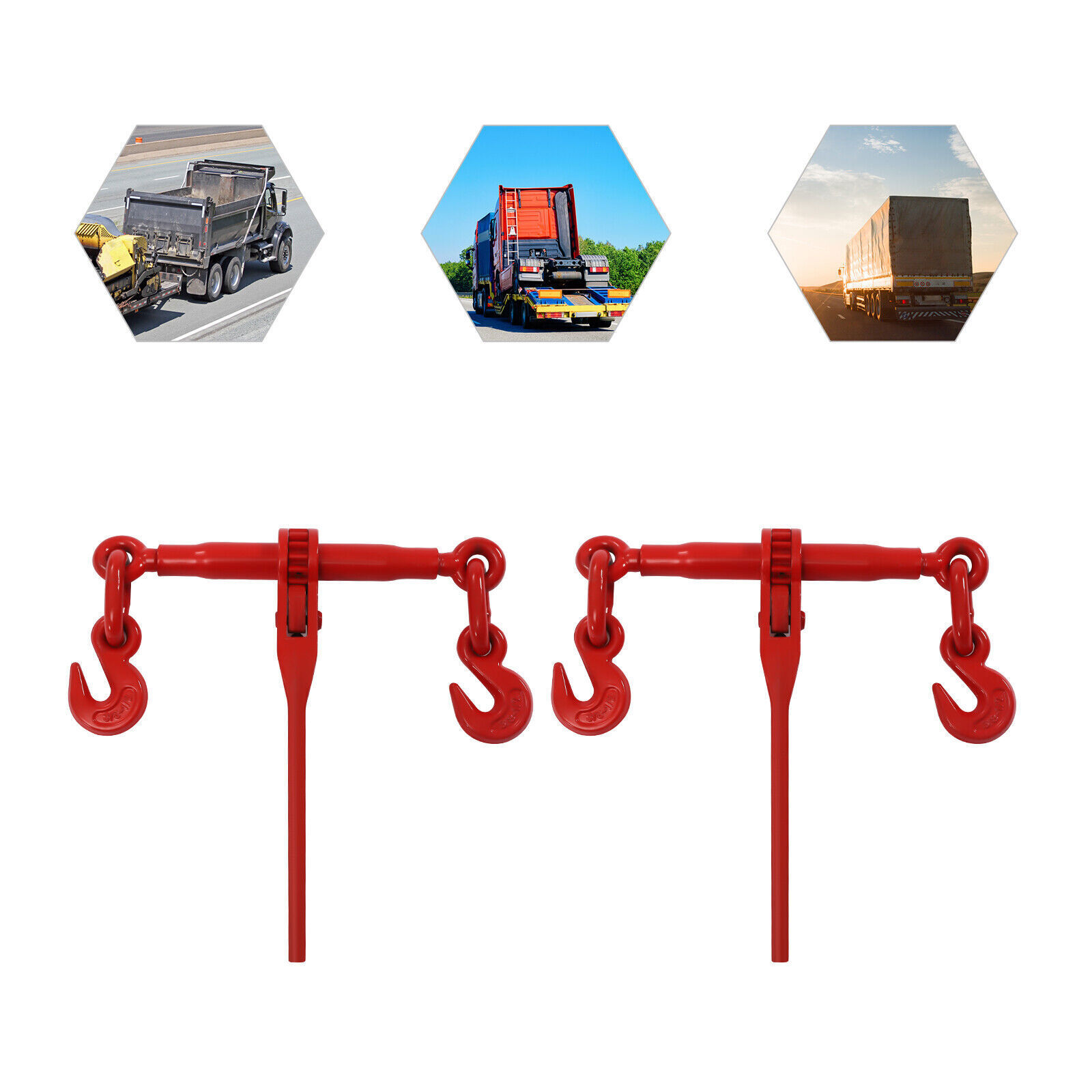 2pcs 3/8-1/2inch Ratchet Chain Binder Load Binders 9,200 Lbs Adjustable Hook