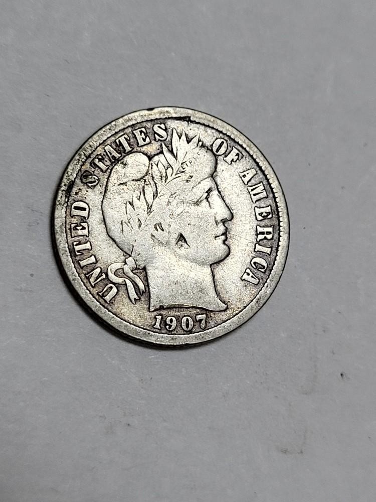 1907 Barber Dime