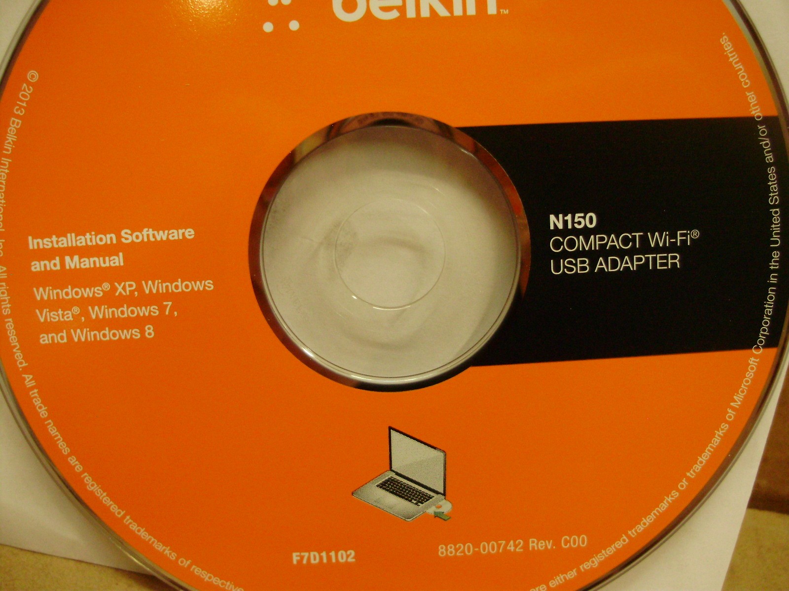 Belkin N150 Wireless Adapter CD Installation Software, Windows XP, Vista, 7 & 8