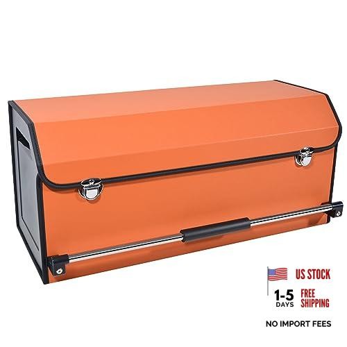 Car Trunk Organizer Leather Car Storage Organizer with 11.4 x 27 x 12.2 Orange