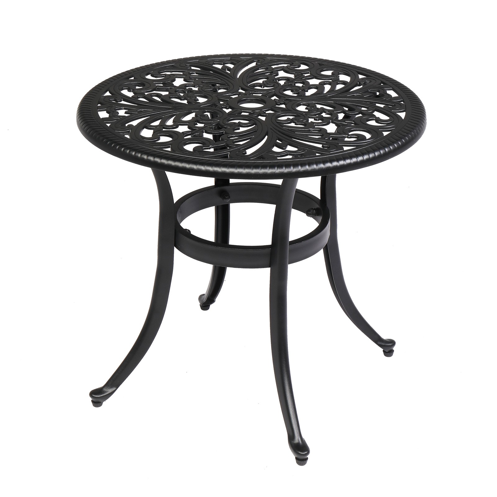 Phoenix Cast Aluminum Round Table, Patio End Table Side Table