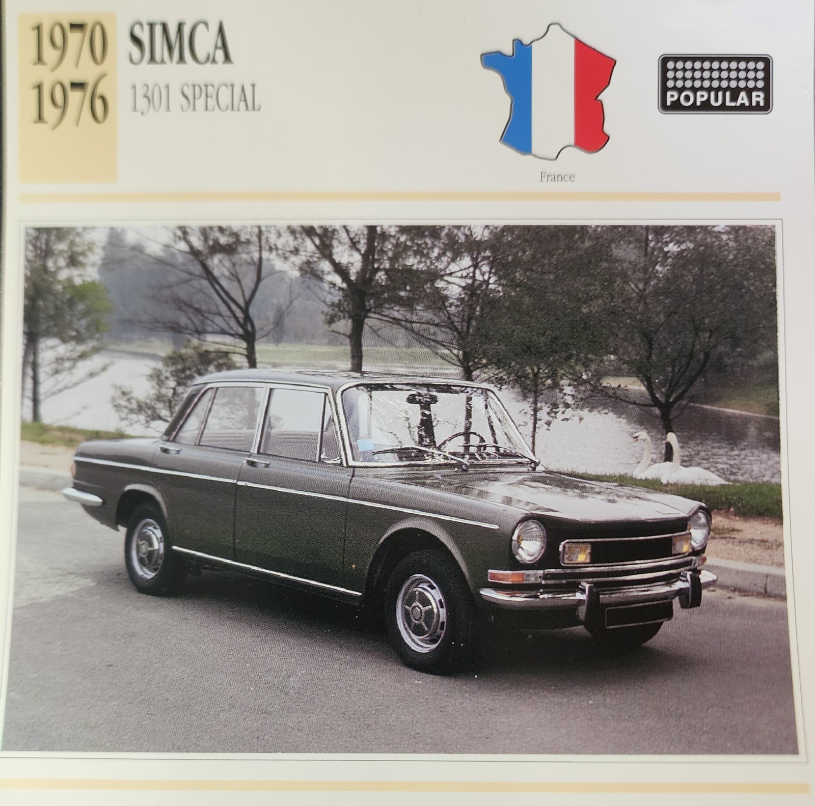 Simca Picture Spec Info Detail Collector Card Vintage Retro Decor