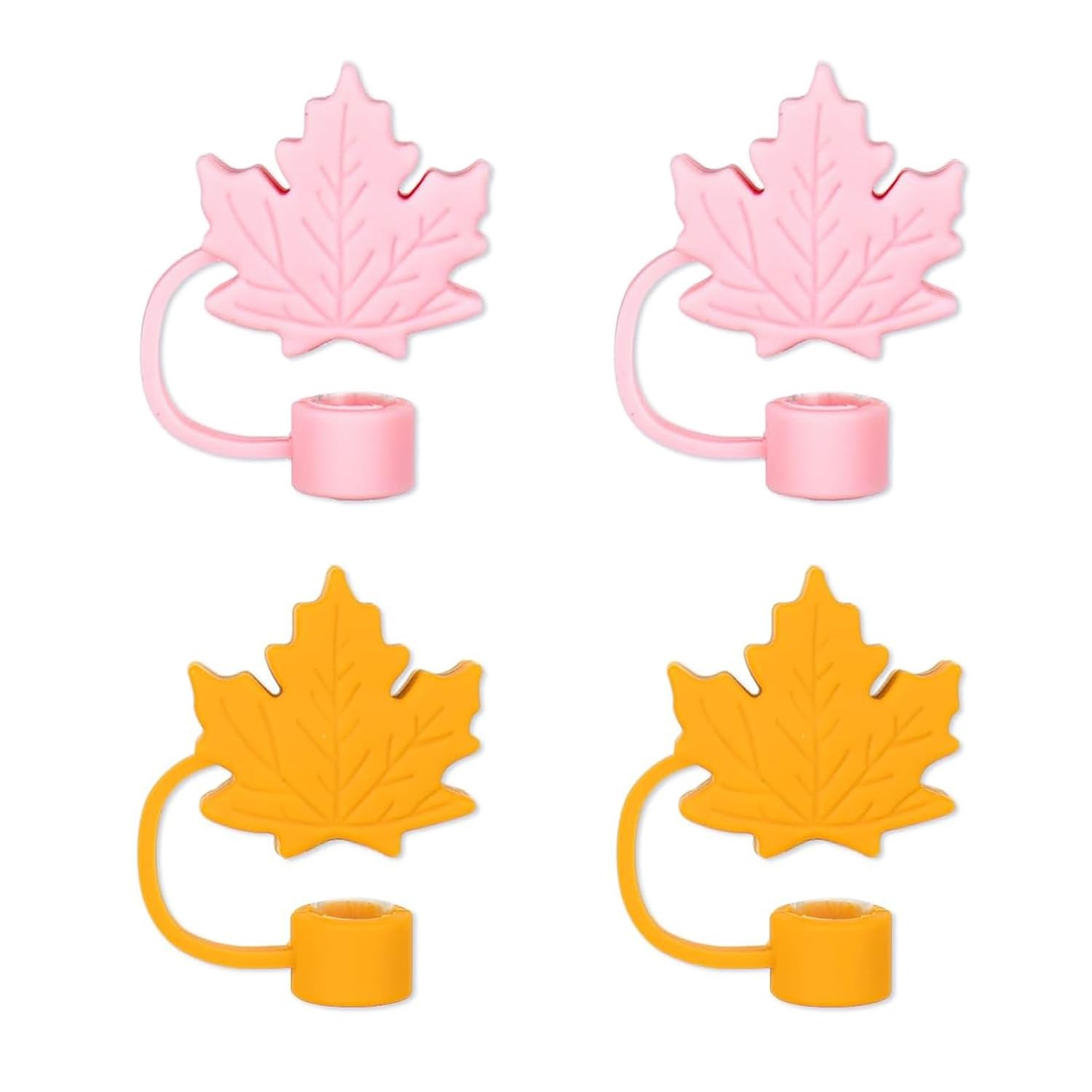Fall Straw Toppers Thanksgiving Straw Cover Cap 4Pcs Cute Maple Leaves Straws...