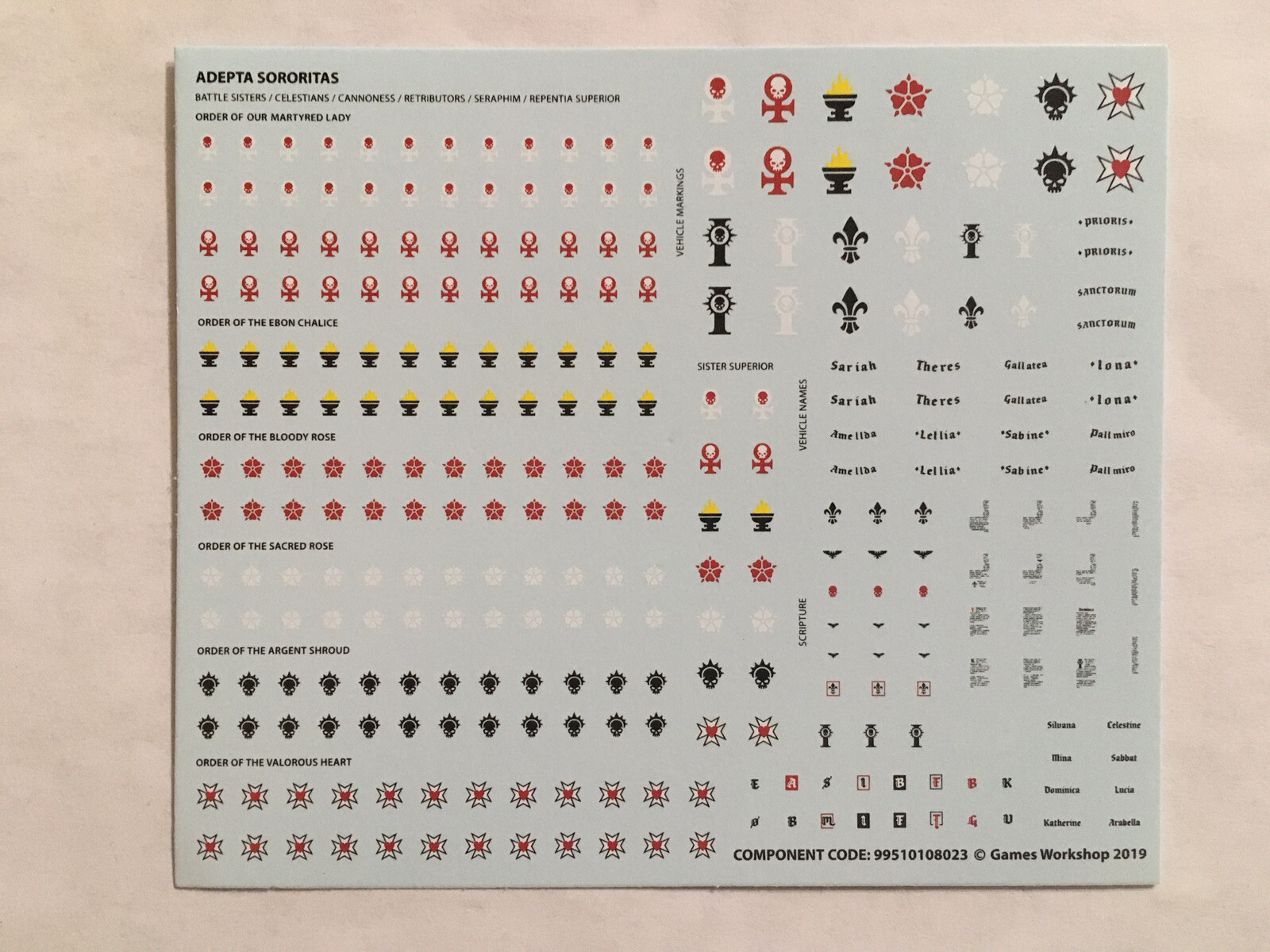 Sisters Of Battle Transfer Imperial Warhammer 40k Decals New Adepta Sororitas