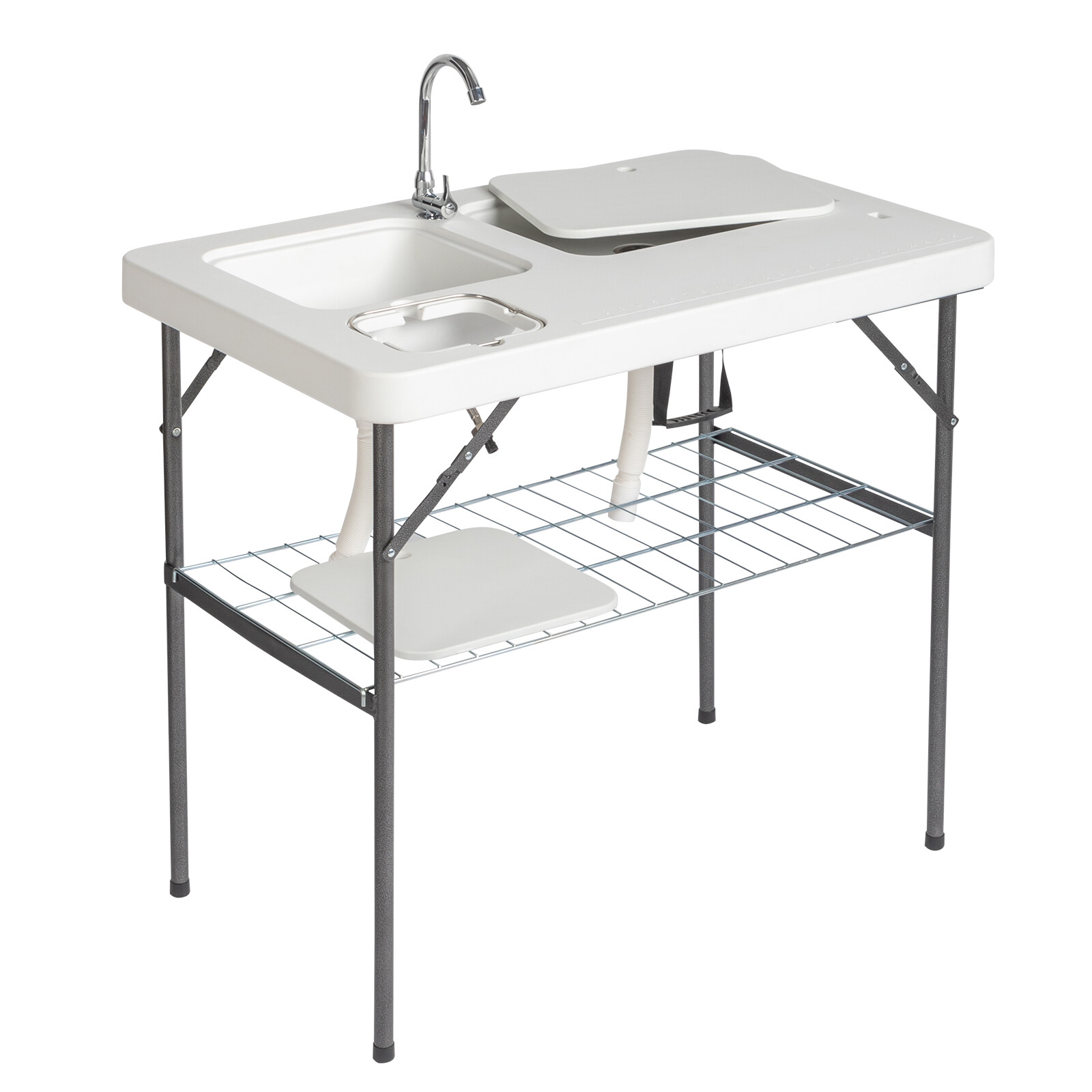 Portable Fish Cleaning Table With Barbed Wire and Sink Outdoor picnic table