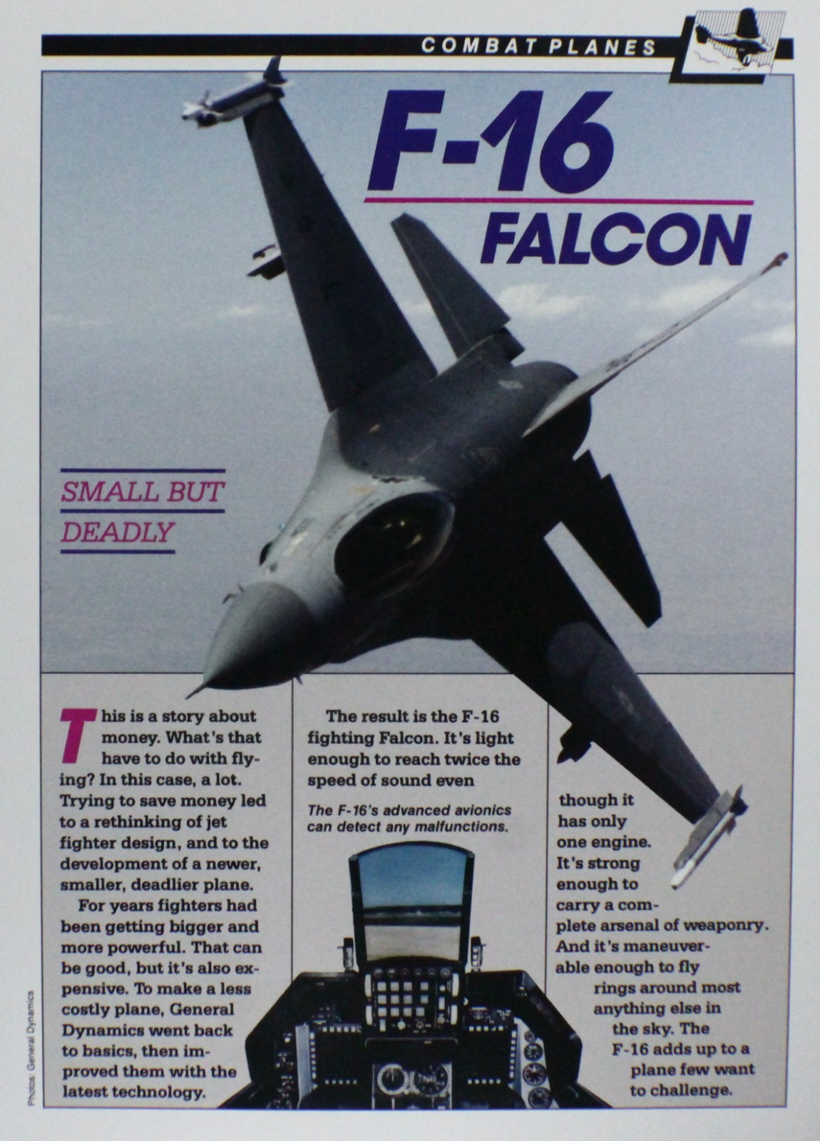 F-16 F16 F 16 Picture Aircraft Pamphlet Info Sheet Wall Art Out of Print