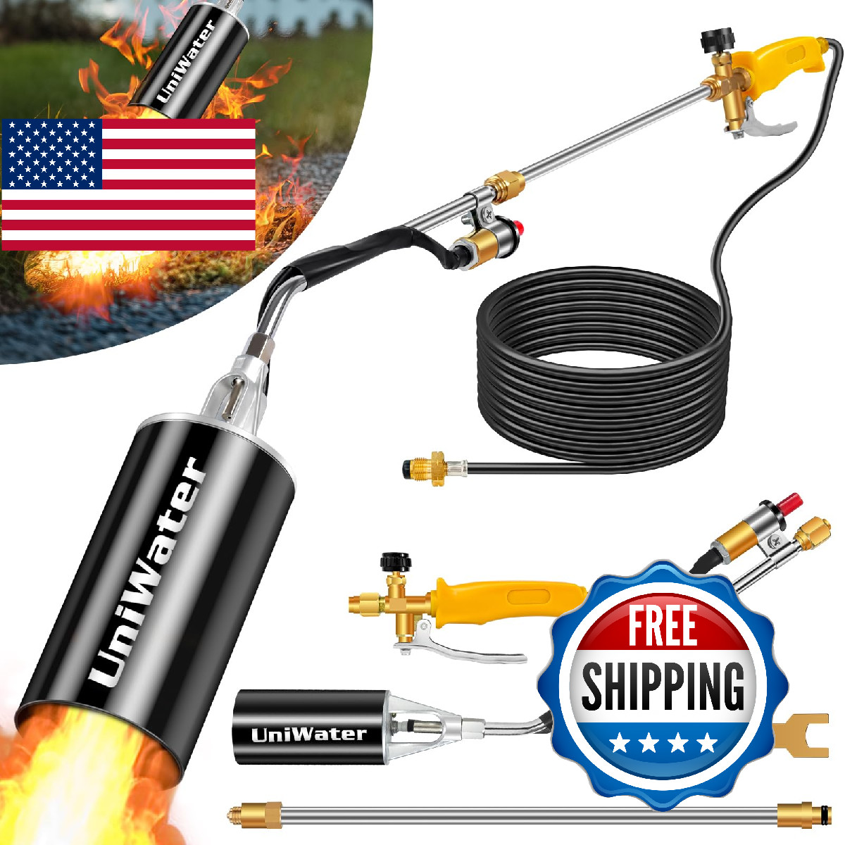 Upgraded Propane Torch Weed Burner, Portable Garden Torch for Weed, Heavy Duty B